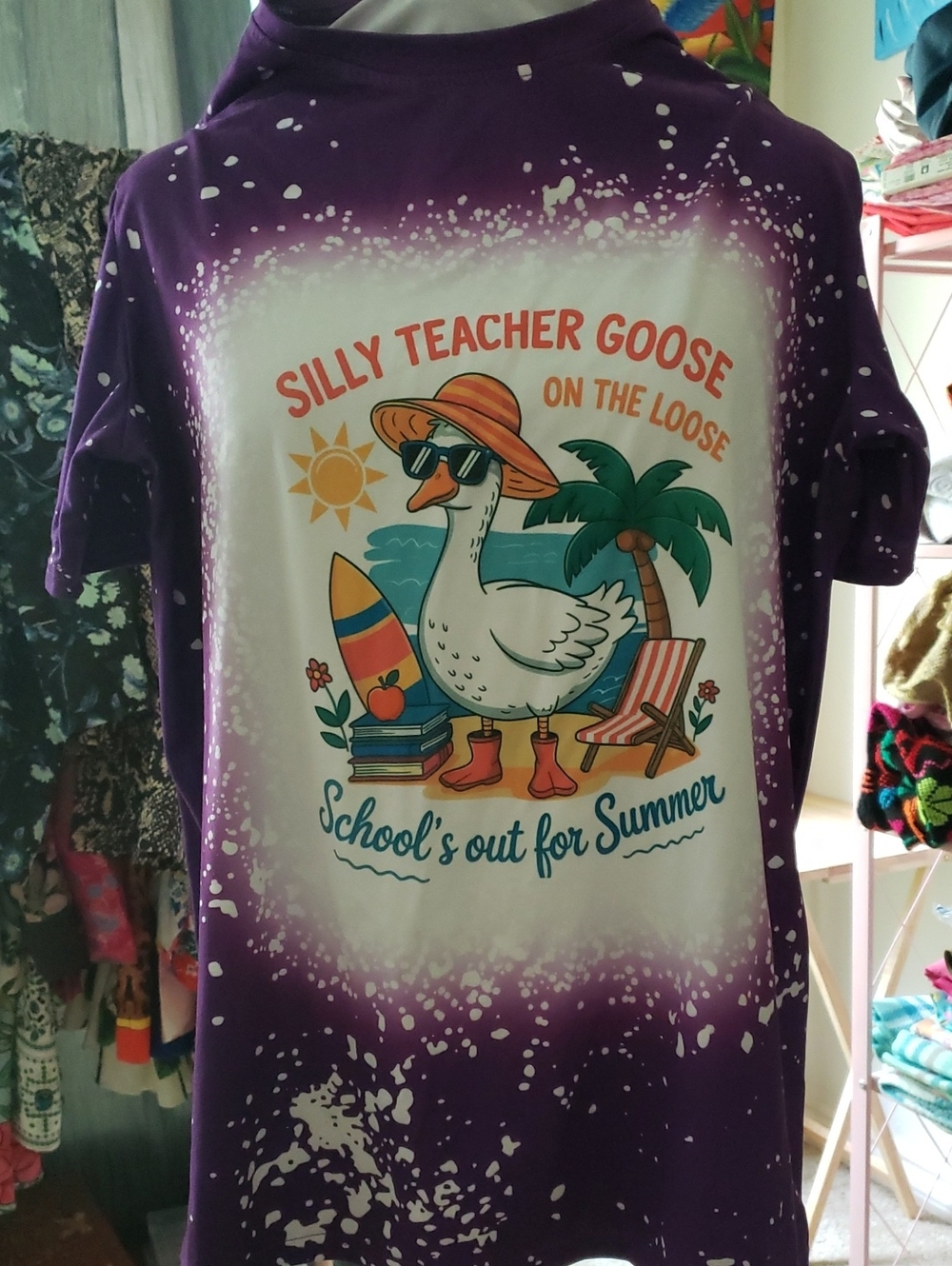 Purple 'Silly Teacher Goose' Summer Graphic Tee